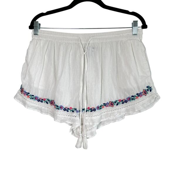 Love to Lounge Floral Embroidered Shorts Swiss Dot Size Medium Boho Coquette - Picture 1 of 4